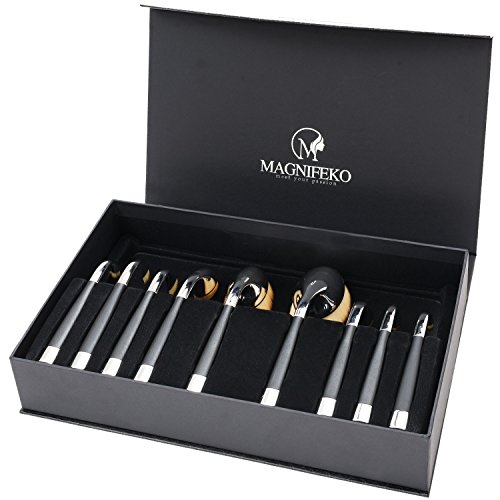 Magnifeko Professional Soft 9 Piece Oval Makeup Brush Set for Contour-Open Box