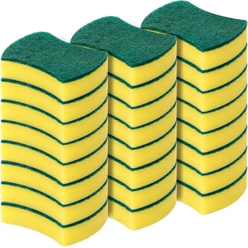 Yoken 24 Pack Kitchen Cleaning Sponges Non-Scratch Scrub Pads for Dishes, Heavy Duty Dual-Sided Sponges for Effortless Cleaning of Pots, Pans, and Surfaces