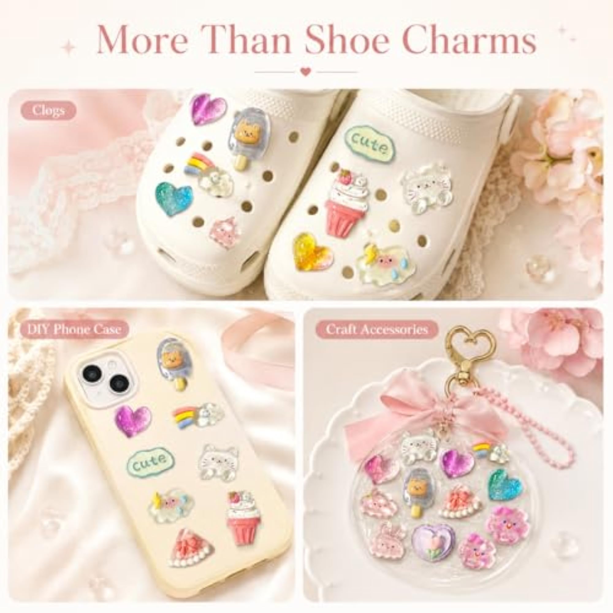 14 Pcs Glitter Resin Clog Charms for DIY