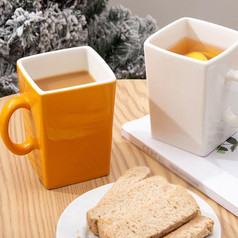 Square Multicoloured Ceramic Cup Home Dining Room Office Coffee Milk Cups
