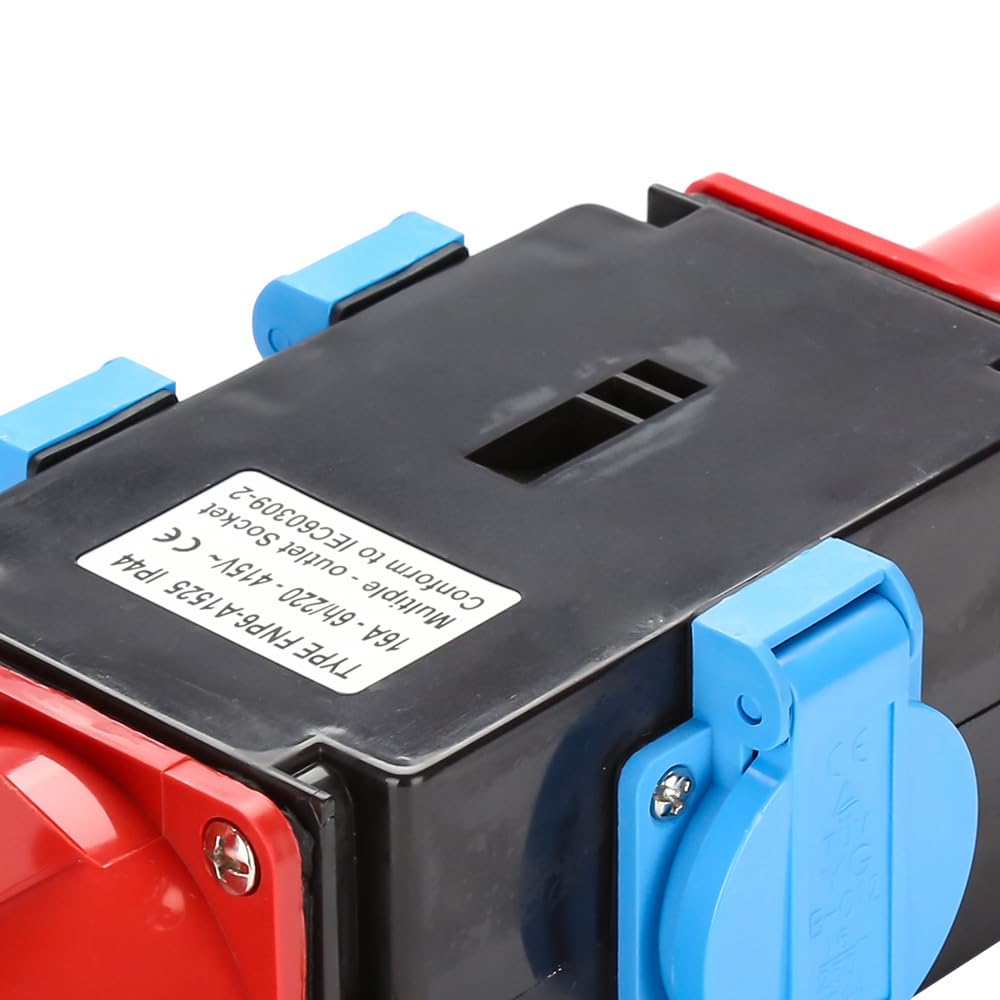 Spina CEE da 16 A, distributore di corrente a 5 poli, IP44, 3 prese CEE da 16 A, distributore di corrente di costruzione, adattatore CEE per generatore, officina, campeggio e uso esterno