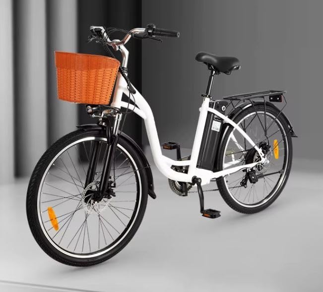 Generico ESTOCK1 Vélo électrique hybride C6 avec panier avant, 250 W, 36 V