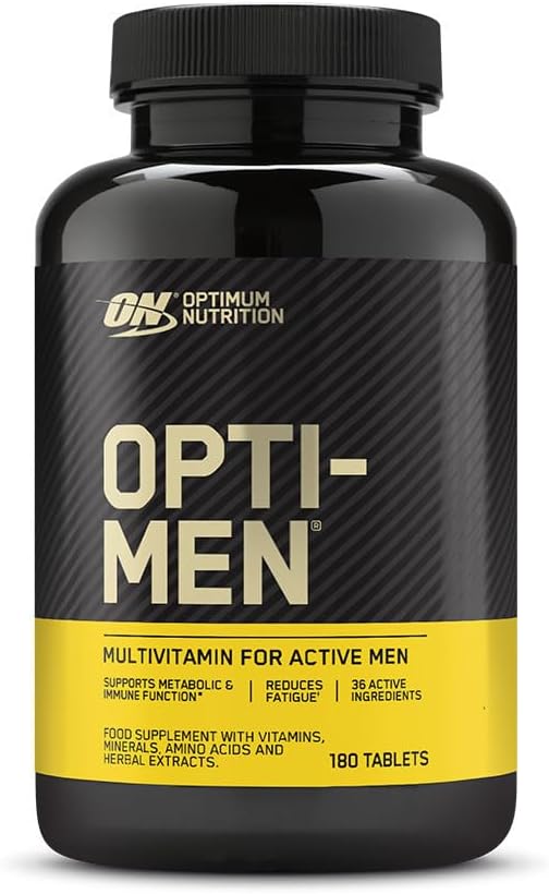 Optimum Nutrition Opti-Men Multi-Vitamin Supplements for Men with Vitamin D, Vitamin C, Vitamin B6 and Amino Acids, Unflavoured, 60 Servings, 180 Capsules