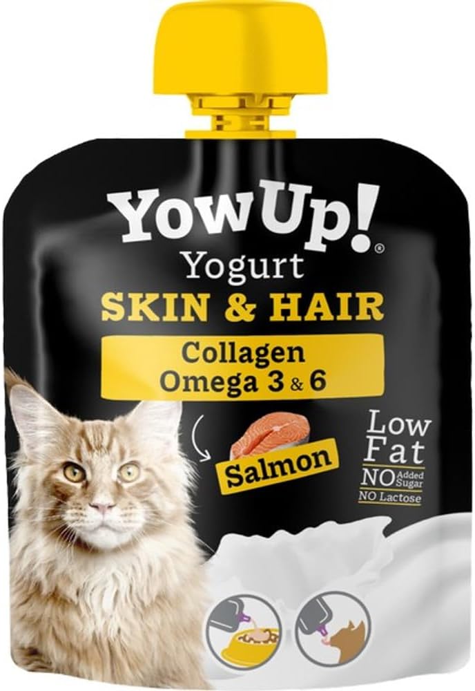 Dttra Yow Up! Yogurt for Cats - Skin & Hair Collagen, Omega 3 & 6, Salmon, 85g