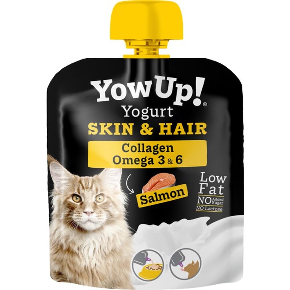 Dttra Yow Up! Yogurt for Cats - Skin & Hair Collagen, Omega 3 & 6, Salmon, 85g