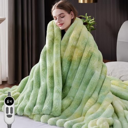 HaloRest Heated Throw Blanket, Faux Fur Cozy Electric Blanket 72''*84''