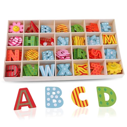 108 Piezas Colorido Letras De Madera De Alfabeto,Letras Mayúsculas A-Z,Coloridas Letras Del Alfabeto Hechas a Mano Madera Slice Para Decoración De Paredes,Manualidades,Educación Para Niños