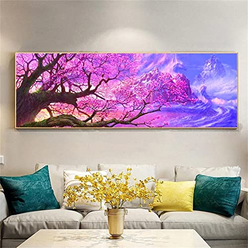 Peinture diamant montagne enneigée grand format 90x180cm pour décoration murale salon