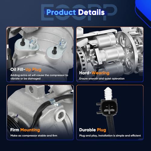 Image of ECCPP AC Compressor with Clutch Fit for Ford Mustang 3.7L 2011-2014 | Fast Cooling Air Conditioning Compressor