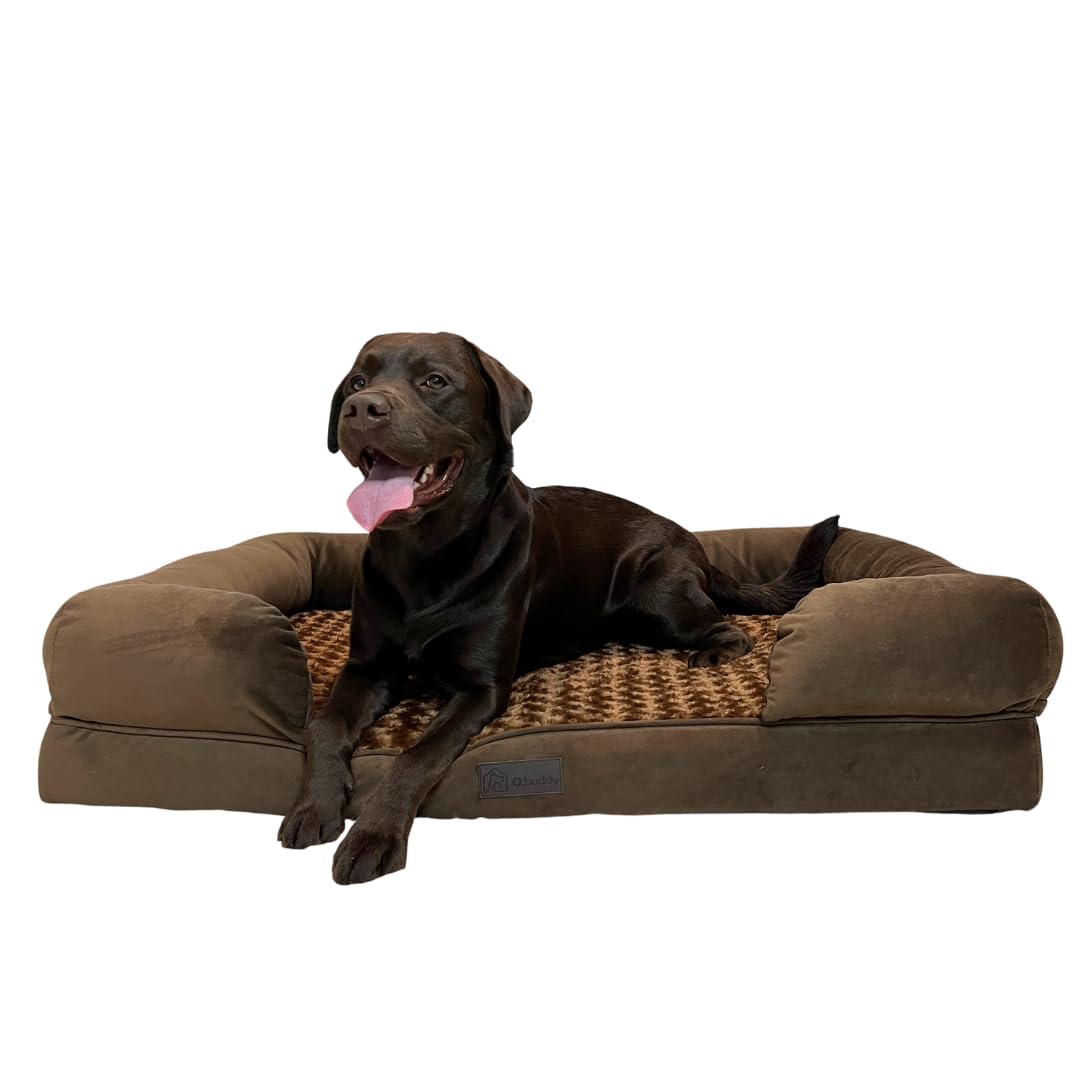 Sofá cama ortopédico extragrande impermeable de espuma viscoelástica para perro, funda extraíble lavable, duradera, piel suave antiansiedad, cama ortopédica para perros XL, 111 x 86 x 25 cm,