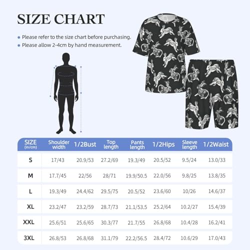 Pijama de conejo para hombre ropa de dormir transpirable de dos piezas con pantalones cortos 4