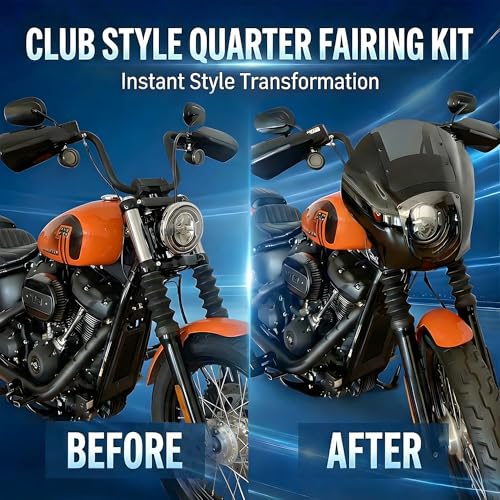 Image of Quarter Fairing Windshield Kit for Harley Softail Street Bob FXBB FXBBS Softail Standard FXST 2018-2024, Motorcycle Front Fairing Two-Tone Windscreen, Quick-Release 49mm Fork Clamps