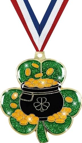 Crown Awards St Patricks Day Medals- 2 1/2" and 5 Per Pack-Great for St Patty's Day, Holiday Parties, Parade, Spirit, Green