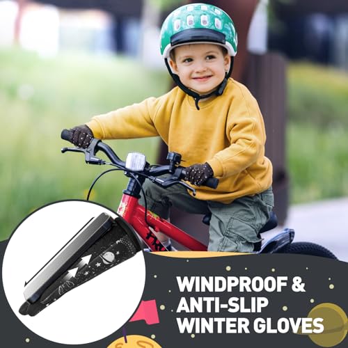 Aotow Girls Winter Cycling Gloves: Kids Snow Ski Liner Thin Windproof Lightweight Gloves Boy'S Outdoor Sport Running Cycling Soccer Thick Grip Warm Anti-Slip Mitten thumb #3