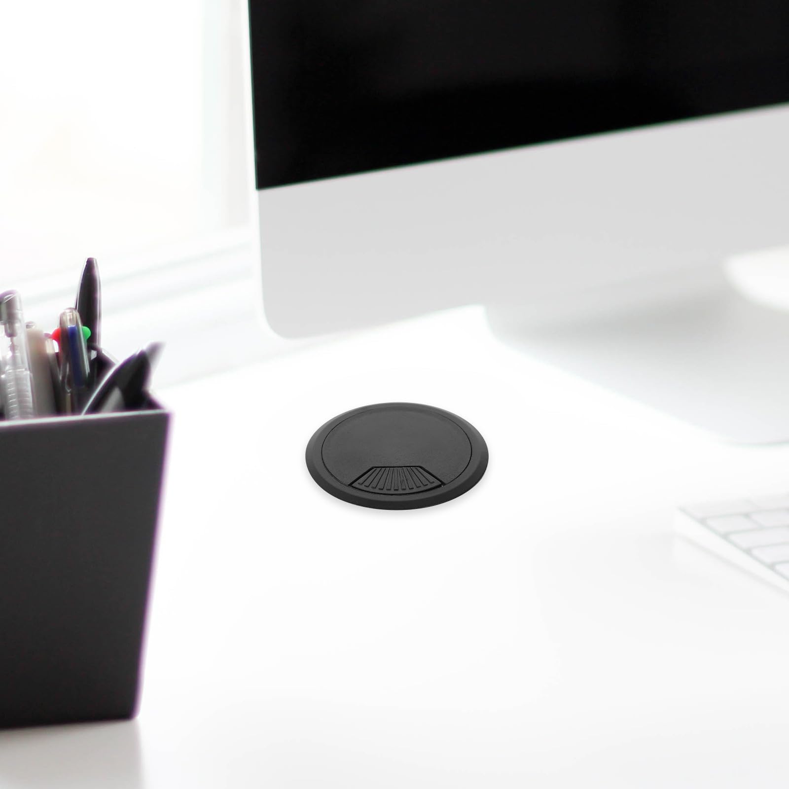INOOMP 5 Pièces Passe-câble de Bureau Rond 50mm en Abs Noir, Cache-Trou | Meubles et Armoires, Installation Simple, Design Sobre et Pratique, Lot