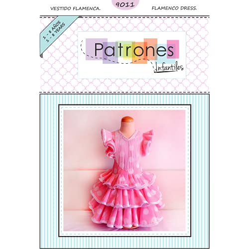 Patrón de ropa vestido niña flamenca, con vídeo para ayudarte a realizarlo. Talla 1 a 8 años....