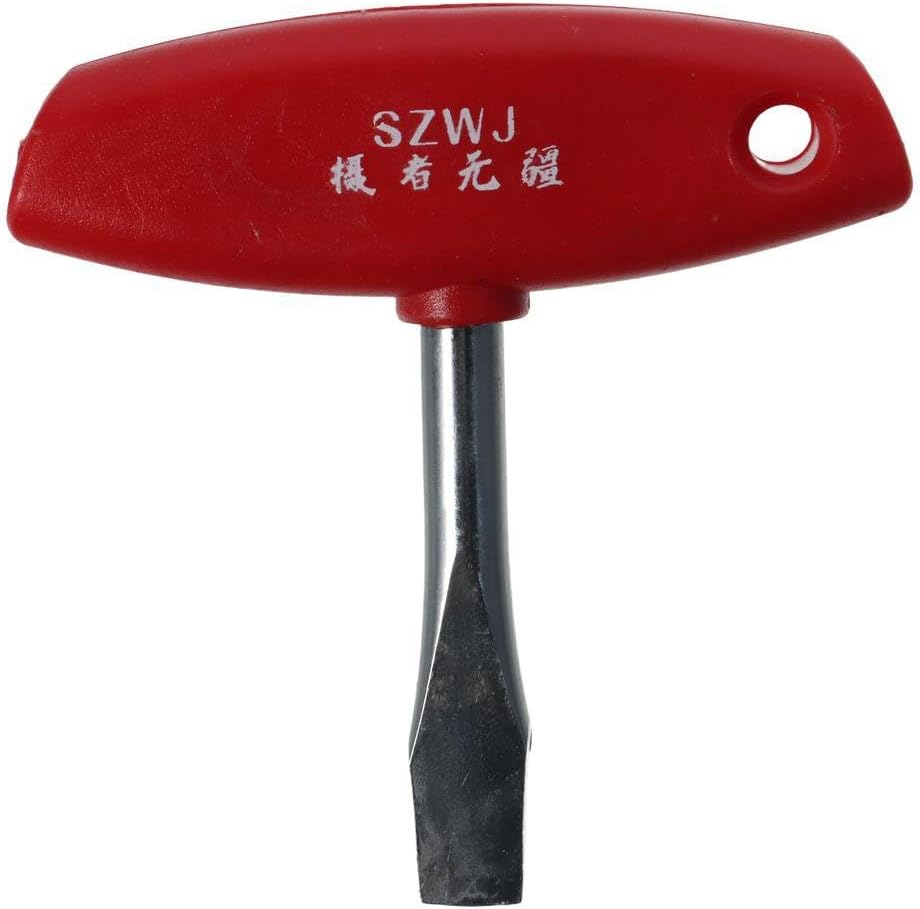 T Handle 3.78 Inch Slotted Screwdriver Carbon Steel Flat Head Screwdriver with ABS Plastic T Bar Ideal for Film Sets and Workshops