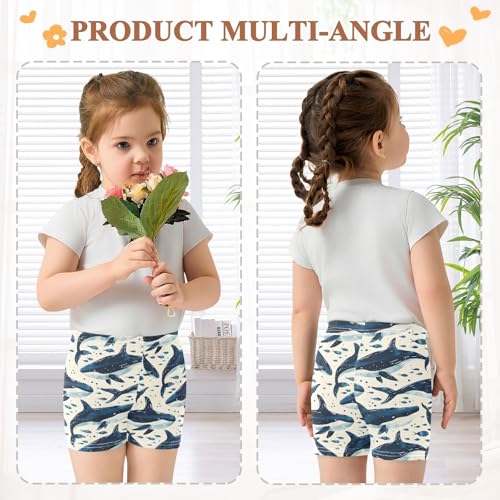 Swimming Whale Prints Girls Shorts Elastic Waist Sports Shorts Girls Leggings Pants for 4-10 Years4