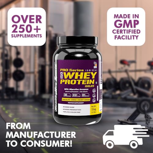 Image of HealthyHey Sports ISO Whey Protein - ISOReal (Sourced From Germany) - 90% Protein with Digestive Enzymes - (Chocolate Cookie Cream flavoured - 1 kg)