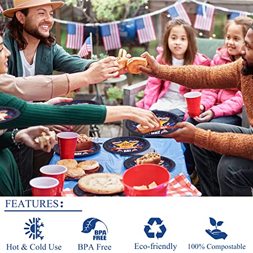 50 Count 4Th Of July Plates Patriotic American Flag Paper Plates Independence Day Party Supplies Dinner Dessert Disposable Platters Table Decorations 9 Inch Red White Blue Usa Heavy Duty Tableware #TOP3