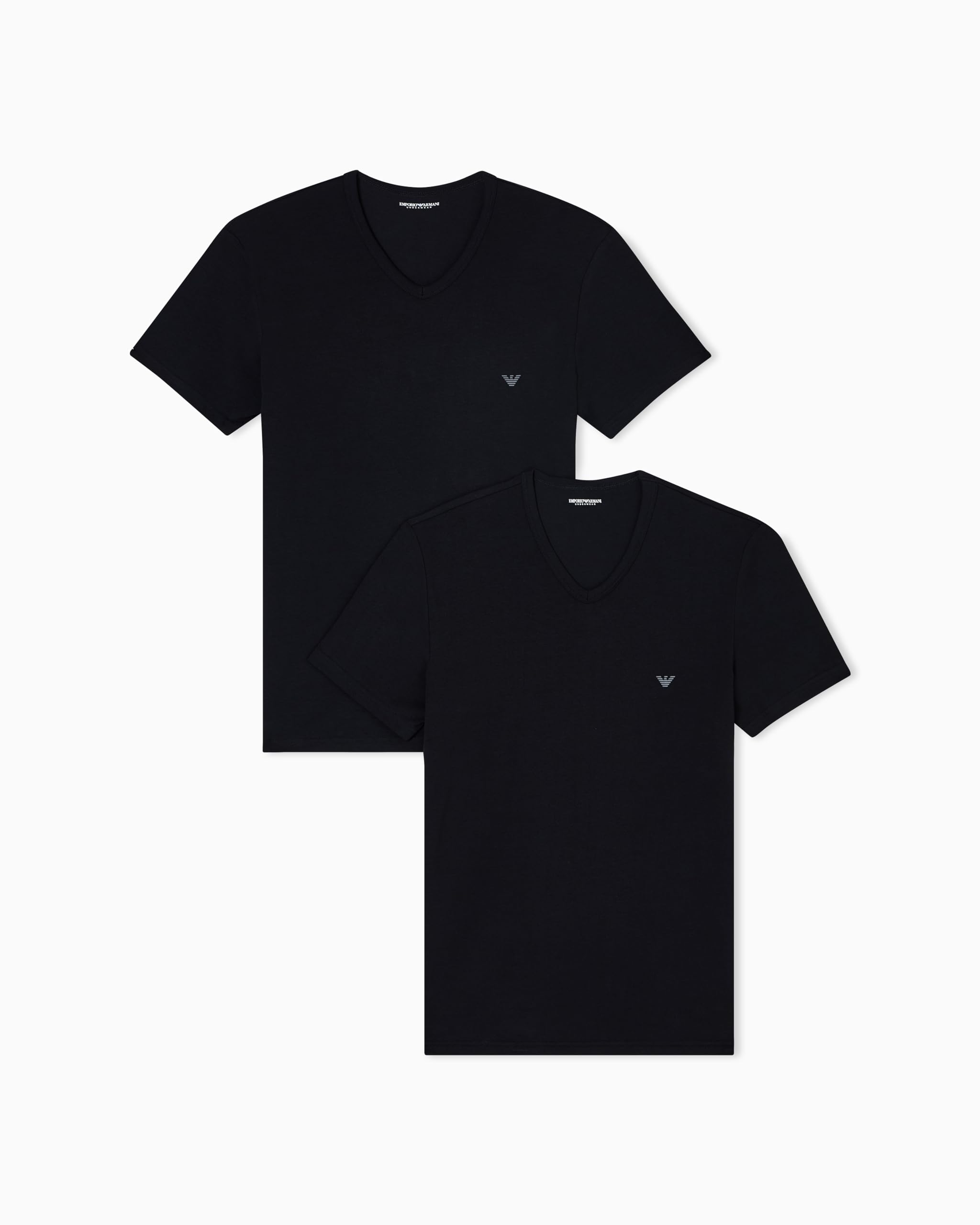 Emporio Armani Man's Core Logoband 2-Pack V Neck T-Shirt, Black, XL, Regular