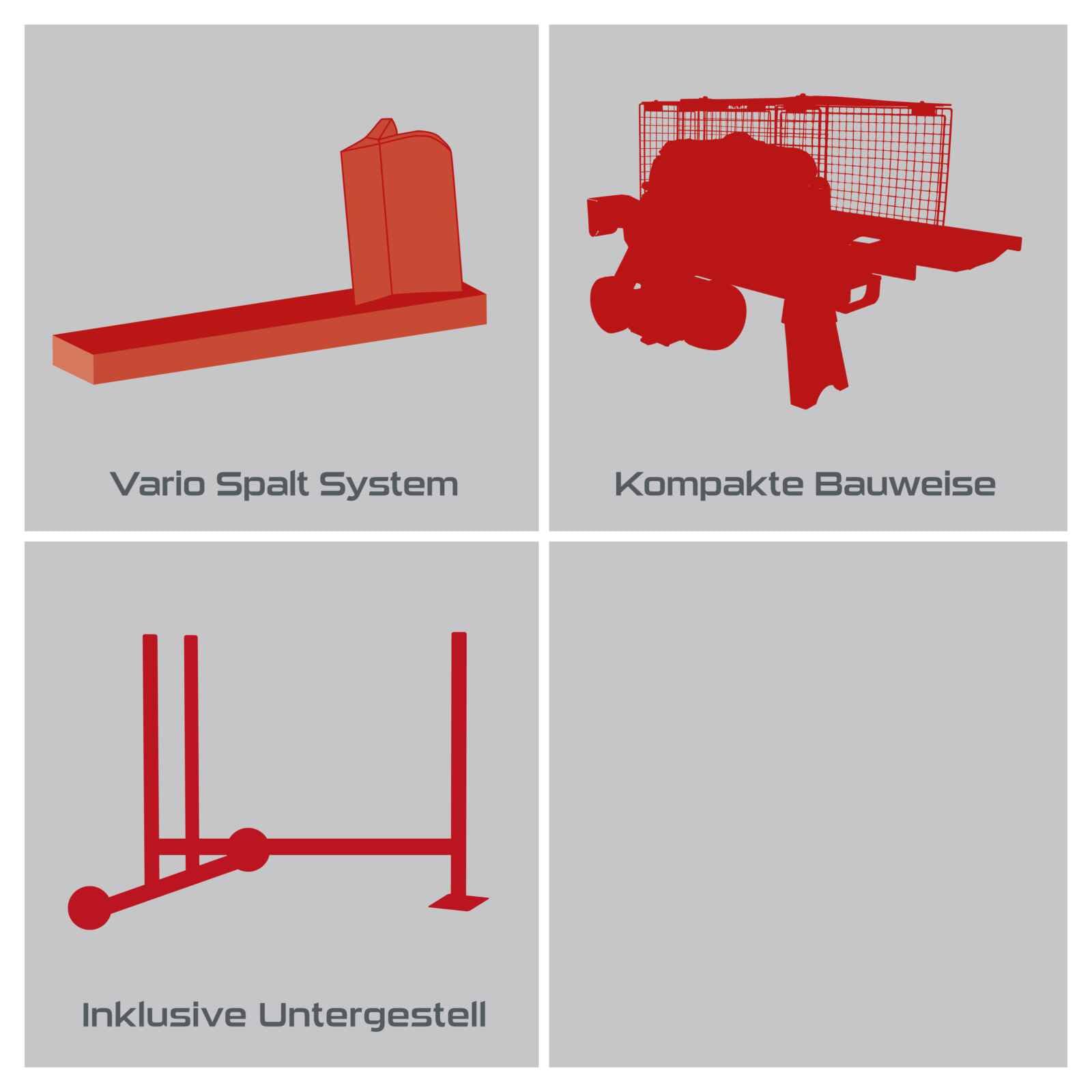 Practixx liegend Holzspalter PX-LS 7t Brennholzspalter Hydraulikspalter | 230V | 2200W Leistung | Spaltkraft 7 Tonnen | Spaltlänge 520mm / Ø250mm | inkl. Untergestell & Hydrauliköl (vorbefüllt)