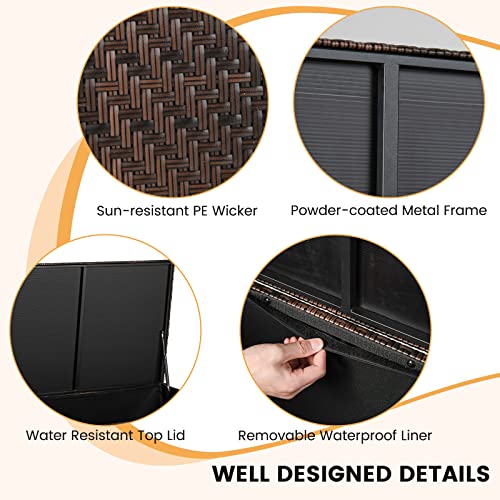 Giantex96gallonoutdoorstorageboxpewickerdeckboxwithlid4wheelswaterprooflineroutsiderattanstoragecontainerforpatiocushionsgardentoolsaccessoriesstorageboxmixbrown Urban Country Home Decor Giantex 96 gallon outdoor storage box pe wicker deck box with lid 4 wheels waterproof liner outside rattan storage container for patio cushions garden tools accessories storage box mix brown urban country home decor