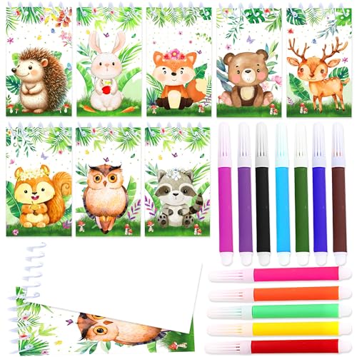 BACH AND BOUJEE 20 mini libri da colorare confezione animali safari giungla con pennarelli piccoli libri attività elefante leone zebra giraffa favori festa compleanno articoli