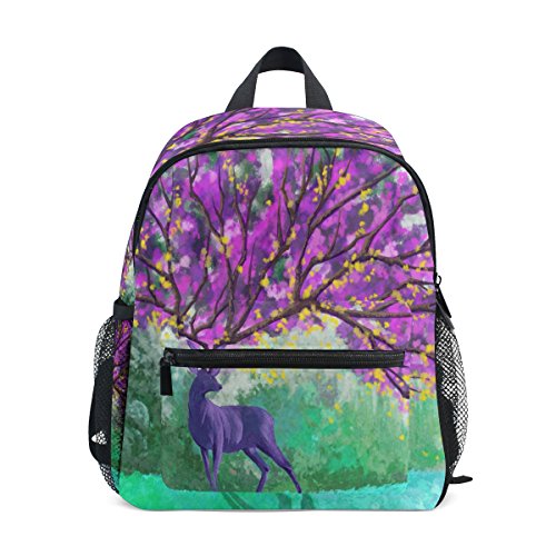 LIANCHENYI Fantástico animal púrpura ciervo con cuerno, unisex al aire libre, mochila escolar 2º...