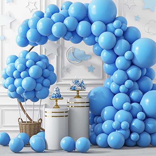 RUBFAC 129pcs Light Blue Balloons Different Sizes 18 12 10 5 Inch for Garland Arch, Blue Balloons for Birthday Gender Reveal Baby Shower Sky Blue Balloons Party Decoration - 2