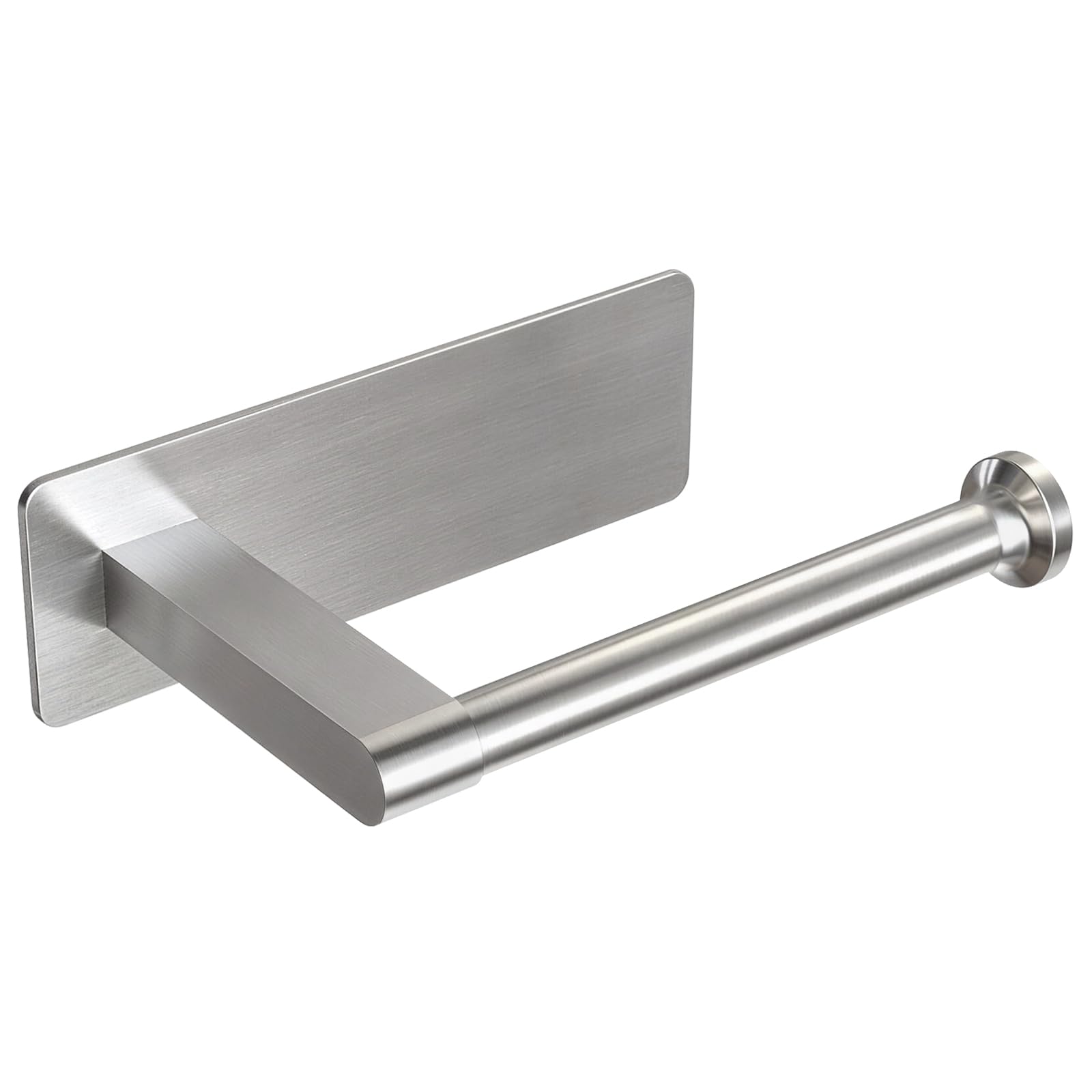 STWWO Toilet Paper Holder, Longer Adhesive Base, Brushed Nickel