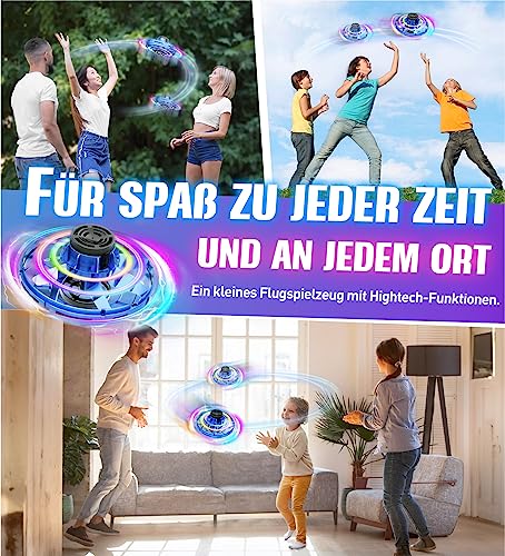 Zookao Fliegender Ball Mini Drohne, Flying Spinner mit LED Lichtern UFO Drohne Coole Sachen Spielzeug Weihnachts- und Geburtstagsgeschenke für Jungen, Mädchen und Teenager ab 8 9 10+ Jahren