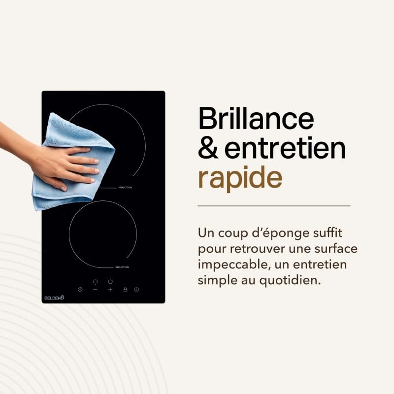 Mesa de inducción BELDEKO (cristal negro, 2 chimeneas – 3300 W – Teclas táctiles)