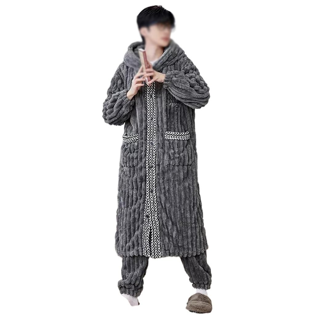 Pijamas de hombre invierno de felpa gruesa con acabados premium de terciopelo de coral