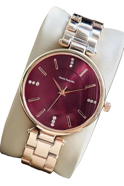 Mister Empire Rose Gold Dial Stainless Steel Analog Watch for Women, Studded Rose Gold Band, for Girls (Wine) (B0DBZKTXDT) Amazon Price History, Amazon Price Tracker
