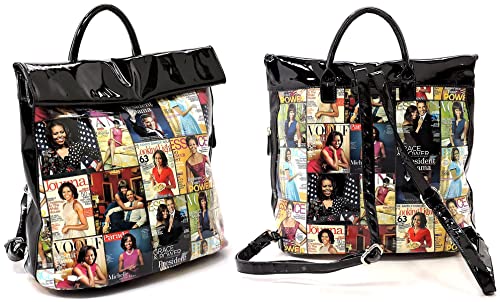 Image of Michelle Obama Magazine Cover Collage Backpack Womens Fashion Purse Handbag