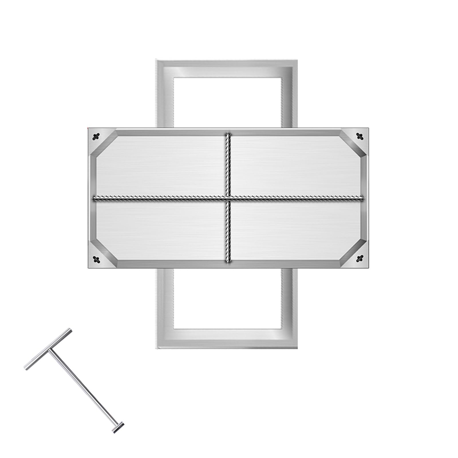 Chiusino Pozzetto Invisibile in Acciaio Inox 201 con Telaio, Coperchio Quadrato per Fossa Settica con Base, Coperchio di Ispezione Invisibile, per Vialetti, Vialetti, Cortili(30x50x5cm)
