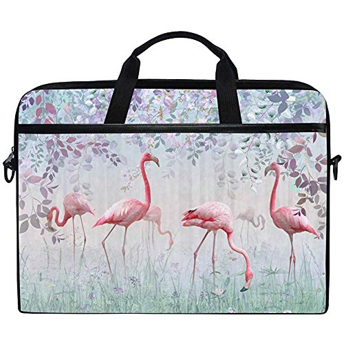 Pink Flamingo Flower Floral Laptoptasche Tasche Hülle Tragbare Crossbody Messenger Aktentasche Cabrio Mit Gurttasche Für MacBook Air Pro Oberfläche