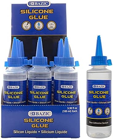 BAZIC Silicone Glue 3.38 Oz. (100 mL), Waterproof Crack Resistant, Quick Repair for Glass Window Plastic Kitchen, 72-Pack
