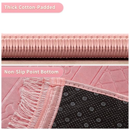 Muslim-Prayer-Rug-with-Tasbih-Prayer-Beads-Soft-Large-Prayer-Matt-Islam-Padded-Islamic-Prayer-Mat-Thick-for-Men-and-Women-Janamaz-Sajadah-Pink