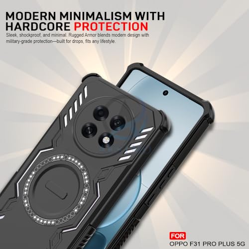 Image of AESTMO Back Case Cover for Oppo F31 Pro Plus 5G | Magnetic Case with Built-in Metal Ring | Compatible with MagSafe Accessories | Shockproof Hybrid (PC + TPU, Black)