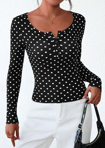 Image of PRETTYGARDEN Women's Fall Long Sleeve Henley T Shirts
