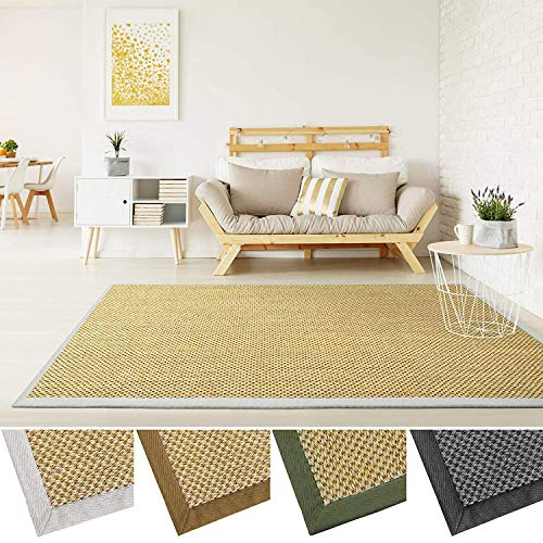 Casa Pura Natural Sisal Rug Premium Quality Sisal Carpet With Tiger Eye Structure Cotton Colour Border Nature Nature Border 160x230 Cm