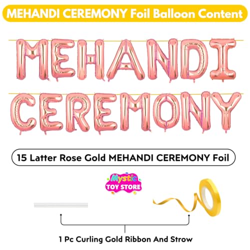 Image of Mehandi Ceremony Banner Rose Gold for Wedding Home Boys Girls Men Women Foil Balloon Decoration Decor Celebration Rose Golden