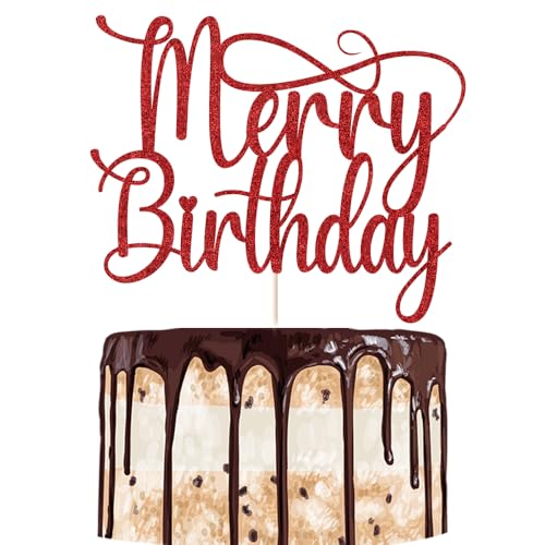 Merry Christmas Birthday cake Toppers,Glitter...