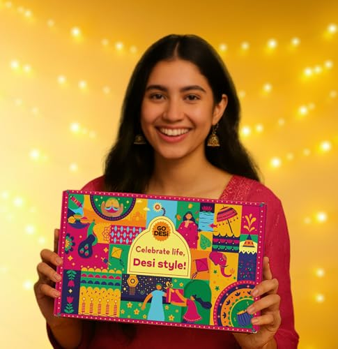 Image of GO DESi Fun Gift Box -17 Items | Kaju Katli | DESi POPz: Tangy Imli, Real Aam, Kaccha Aam | Coconut Barfis | Meetha Paan | Fruit bars
