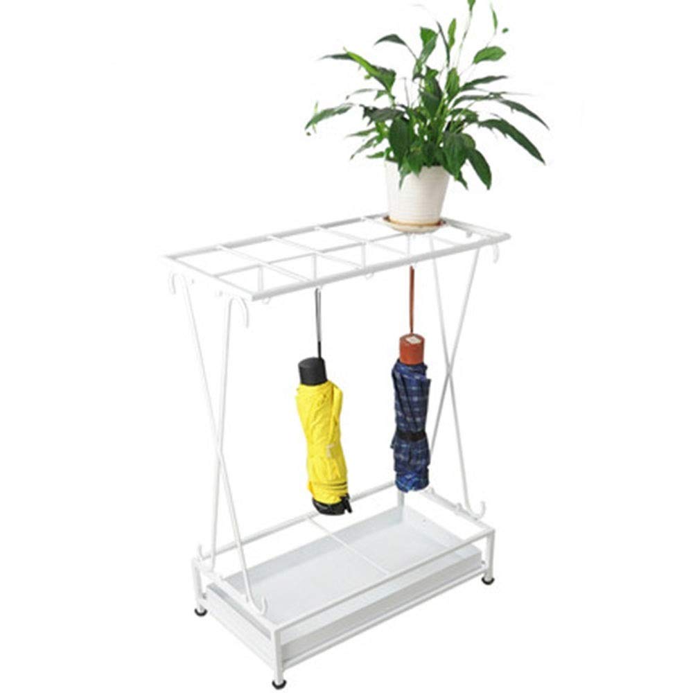 Porte-parapluie blanc grande capacité en fer forgé pour optimiser le rangement de votre entrée