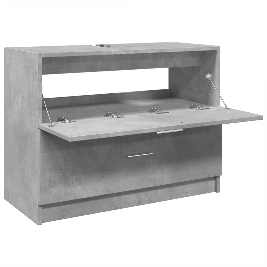 ShGaxin Szafka umywalkowa Drewno inżynierii betonowej szarości 78x37x59 cm, meble łazienkowe, szafka łazienkowa, szafka łazienkowa, szafka niska, szafka umywalkowa - 848118