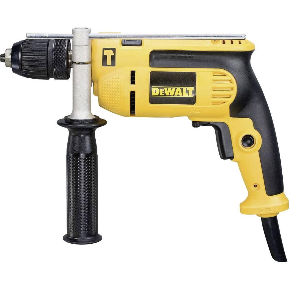 DEWALT DWD024S-QS - Taladro Percutor 650W, Compacto y Ligero, Empuñadura Lateral, Tope de Profundidad, Ideal para Madera, Metal y Albañilería