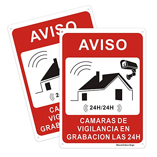 2 Piezas Cartel de Se�al de Videovigilancia Se�al de Advertencia Se�al de Aluminio para Exteriores Se�ales de Alarma